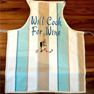 Striped Apron with Fun Wine Quote